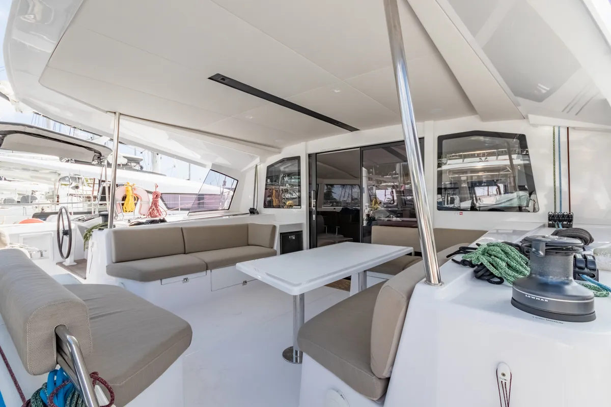 Deck of Duality II, a Nautitech Rochefort Nautitech 44 catamaran at Road Town, British Virgin Islands