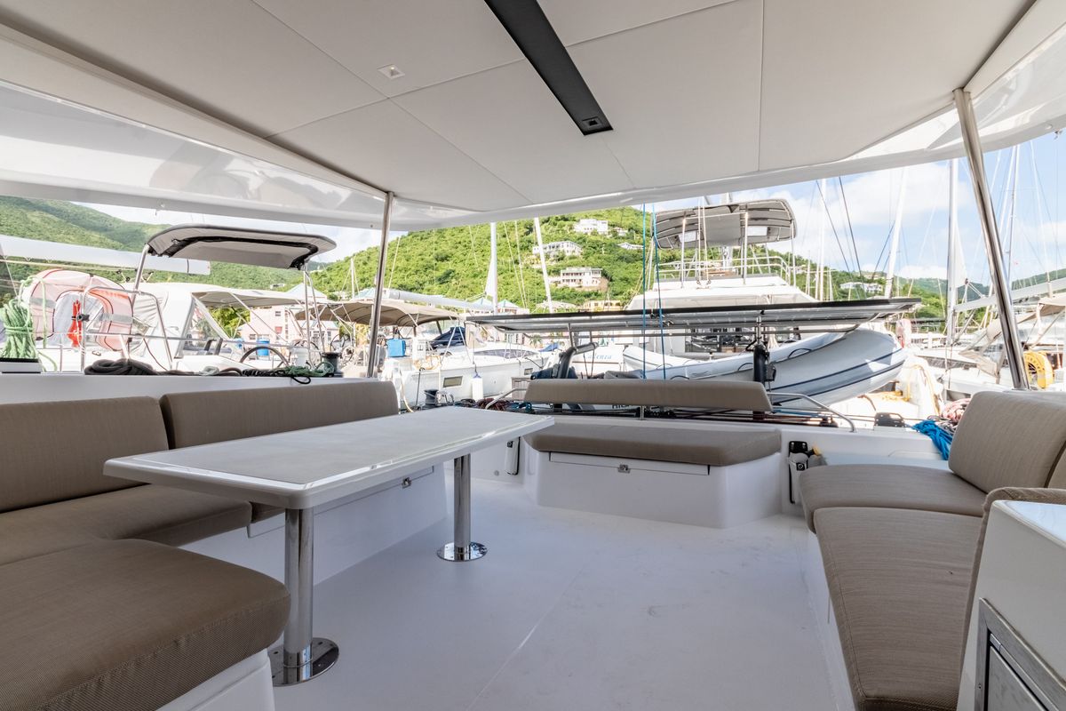 Deck of Duality II, a Nautitech Rochefort Nautitech 44 catamaran at Road Town, British Virgin Islands