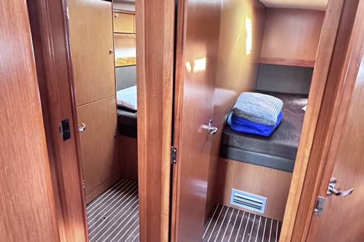 Cabin on SEAREX, a Bavaria Cruiser 56 sailboat at Athens, Greece