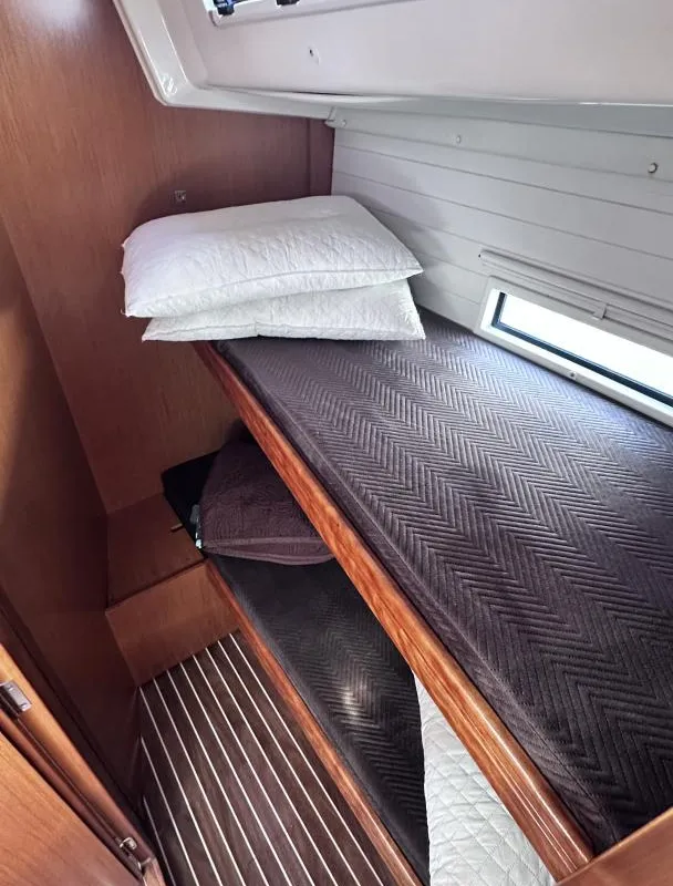 Cabin on SEAREX, a Bavaria Cruiser 56 sailboat at Athens, Greece
