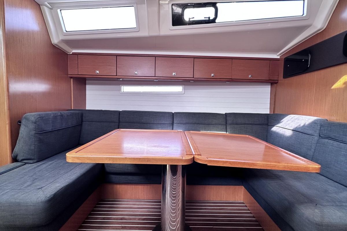 Salon of SEAREX, a Bavaria Cruiser 56 sailboat at Athens, Greece