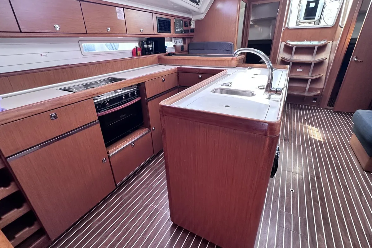 Galley of SEAREX, a Bavaria Cruiser 56 sailboat at Athens, Greece