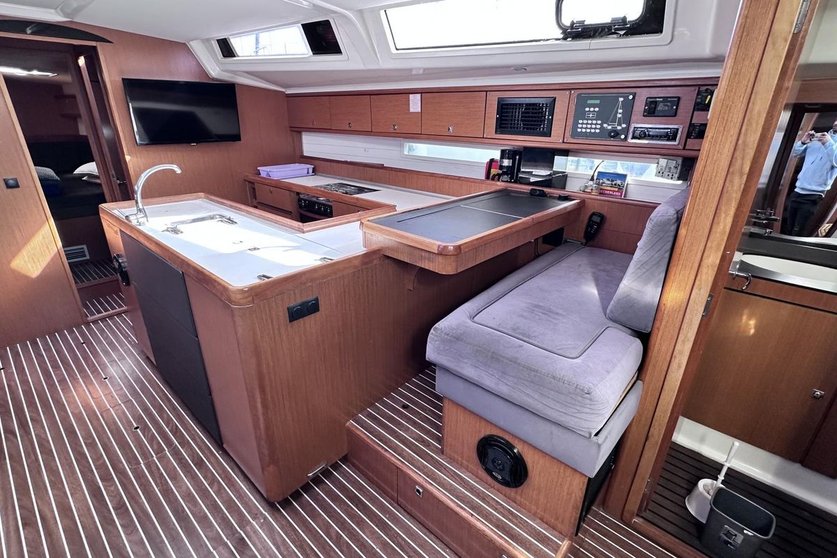 Galley of SEAREX, a Bavaria Cruiser 56 sailboat at Athens, Greece