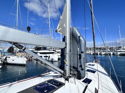 Deck of SEAREX, a Bavaria Cruiser 56 sailboat at Athens, Greece