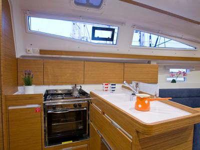 Galley of Essi, a Elan Impression 35 sailboat at Mali Lošinj, Croatia