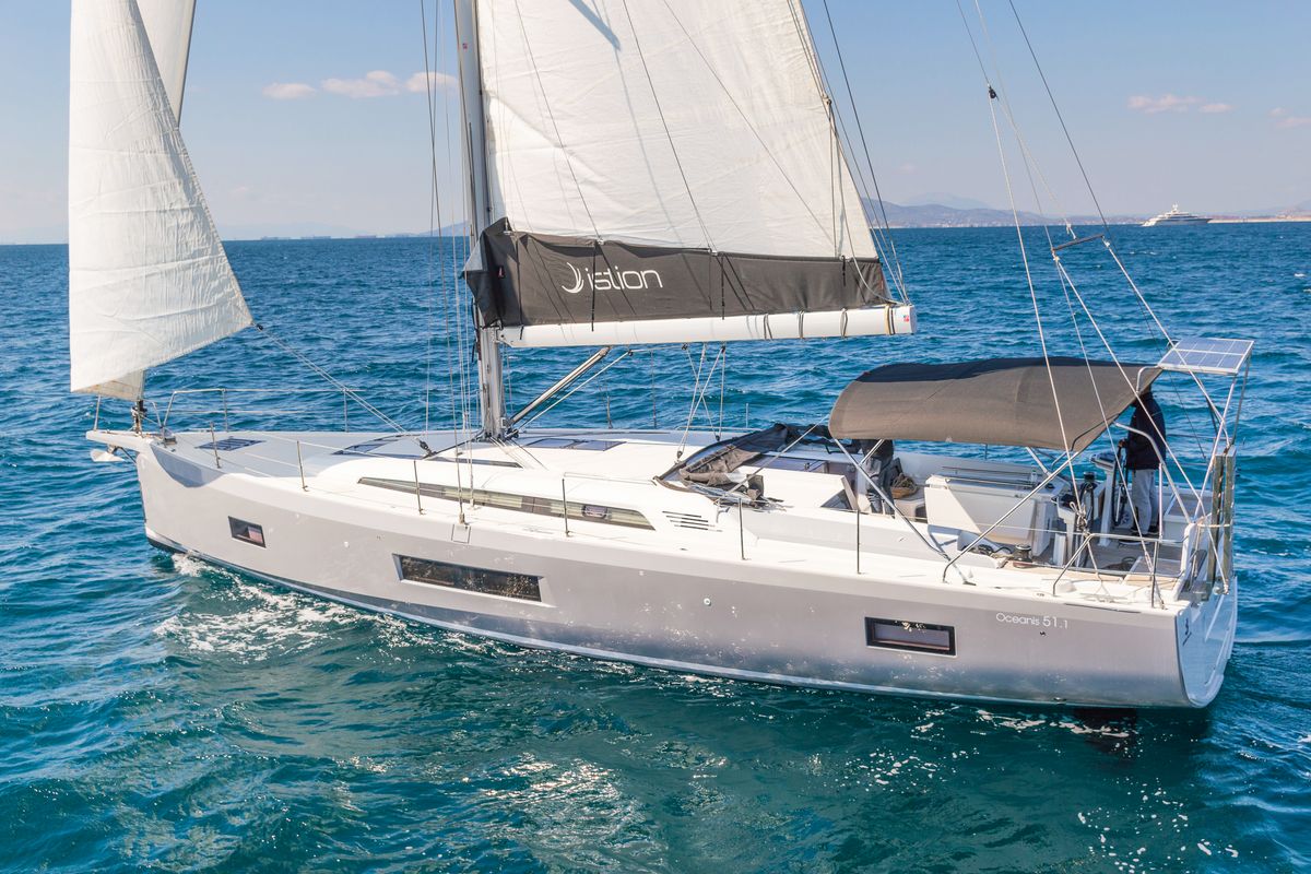 Exterior view of Freyja, a Beneteau Oceanis 51.1 sailboat at Kos, Greece