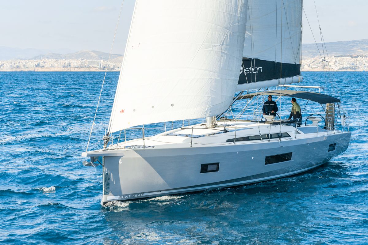 Exterior view of Freyja, a Beneteau Oceanis 51.1 sailboat at Kos, Greece