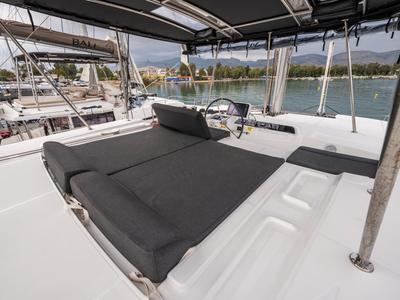 Cockpit of Hydra XV, a Lagoon 46 catamaran at Municipal Unit of Lefkada, Greece