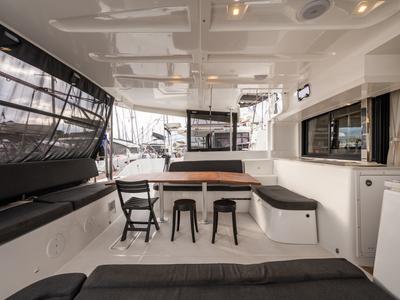 Deck of Hydra XV, a Lagoon 46 catamaran at Municipal Unit of Lefkada, Greece