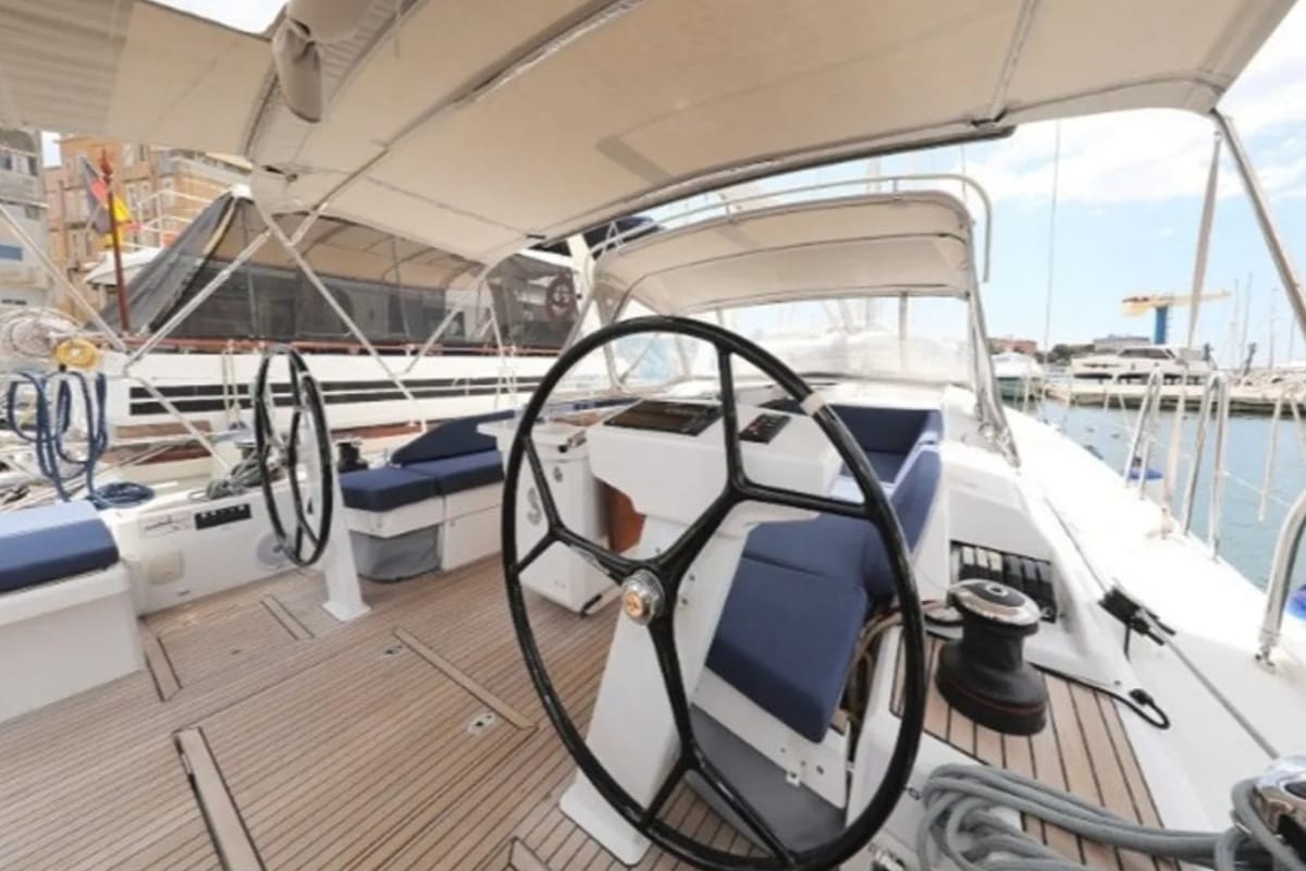 Cockpit of Hydra XV, a Lagoon 46 catamaran at Municipal Unit of Lefkada, Greece