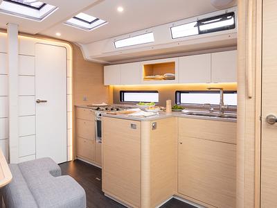 Galley of Blue Dream 2, a Dufour 41 sailboat at Preveza, Greece