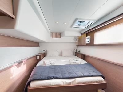 Cabin on Buena Suerte, a Lagoon 450 F catamaran at Athens, Greece