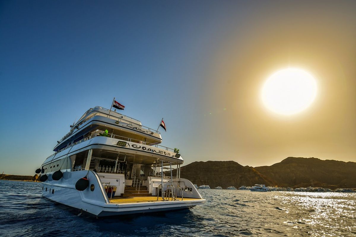 Exterior view of Comfort cabin upper deck 2, a Gulet Luxury Motor Yacht motorboat at Sharm El Sheikh, Egypt