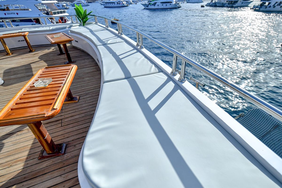 Deck of Comfort cabin upper deck 2, a Gulet Luxury Motor Yacht motorboat at Sharm El Sheikh, Egypt