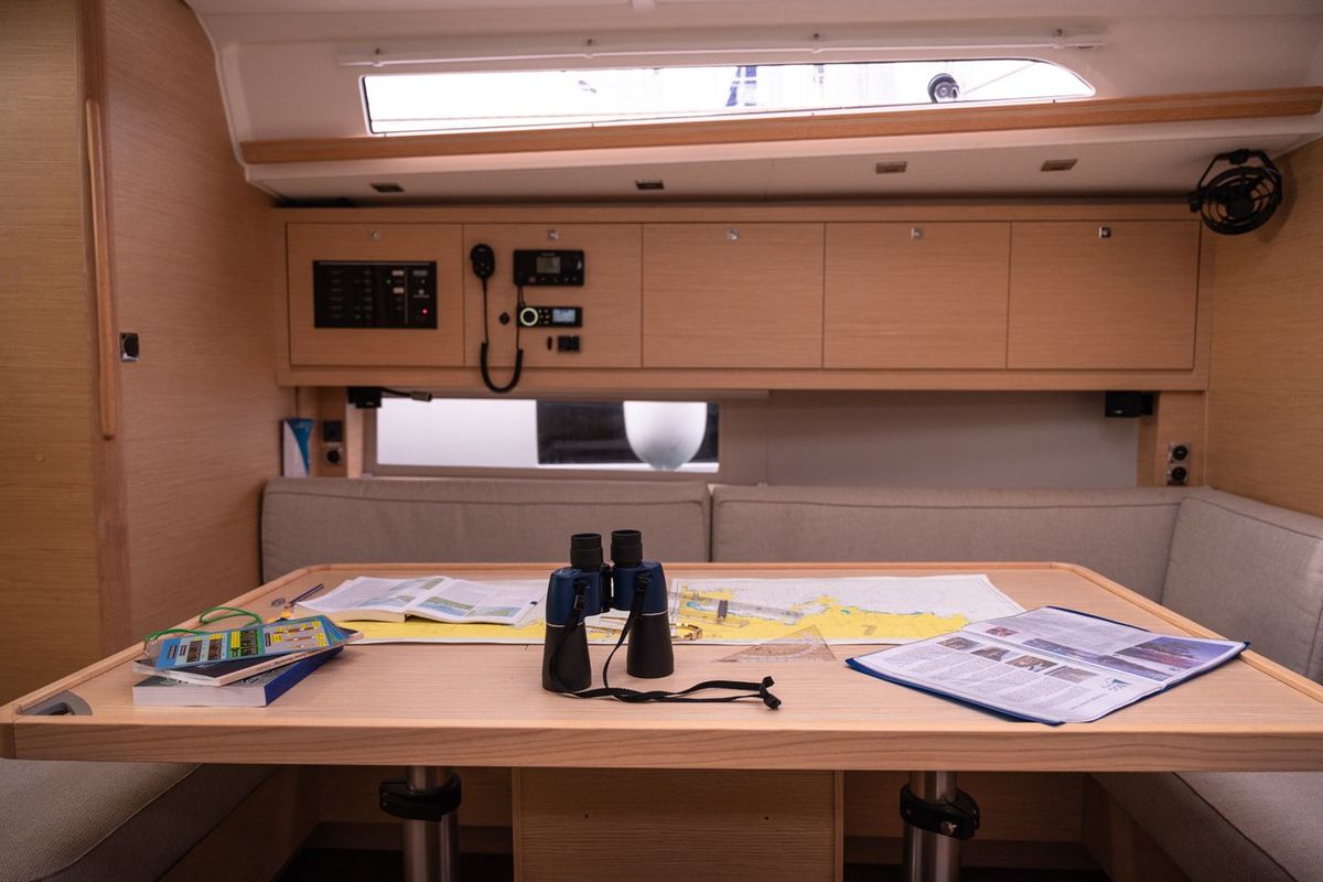 Salon of Happiness, a Dufour 470 sailboat at Fethiye, Turkey