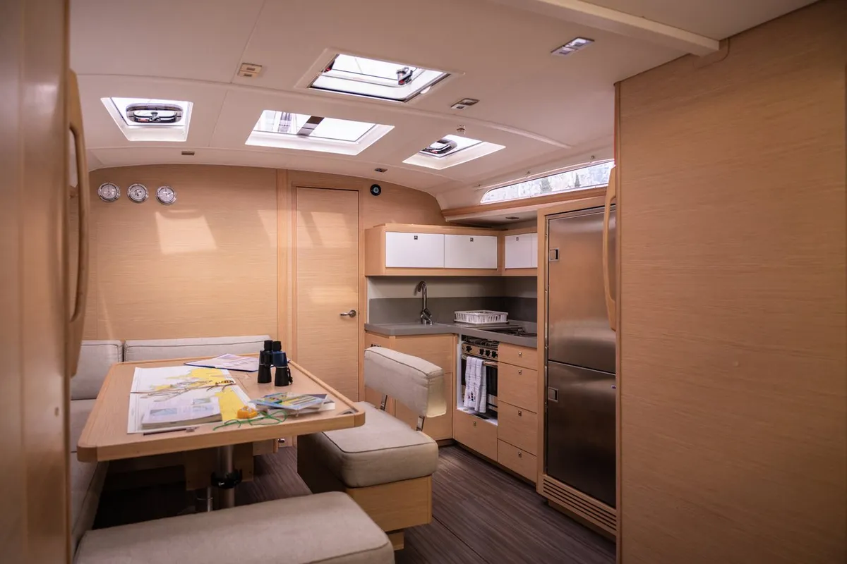 Galley of Happiness, a Dufour 470 sailboat at Fethiye, Turkey