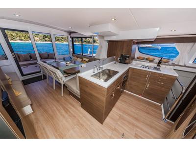 Galley of Margeo XVIII, a Bali 4.6 catamaran at Athens, Greece