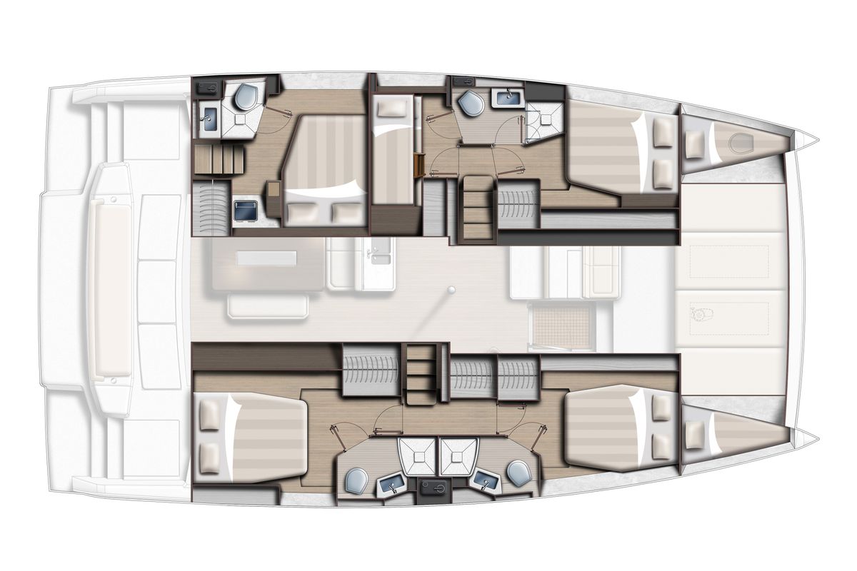 Floor plan of Margeo XVIII, a Bali 4.6 catamaran at Athens, Greece
