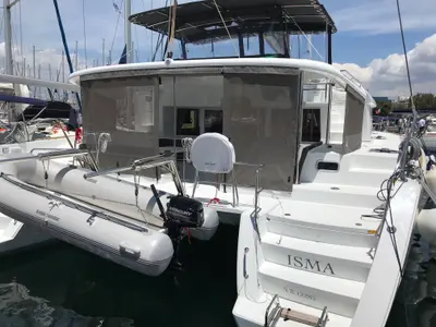 ISMA, a Lagoon Lagoon 450 Fly catamaran at Sami Municipal Unit, Greece