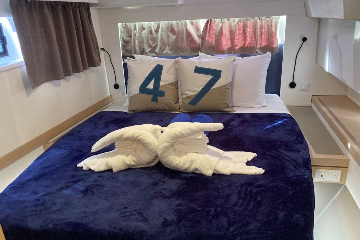 Cabin on Aquaphoria, a Fountaine Pajot Tanna 47 Maestro catamaran at Charlotte Amalie, United States