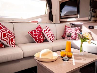 Salon of Vienna, a Fountaine Pajot Aura 51 catamaran at Road Town, British Virgin Islands