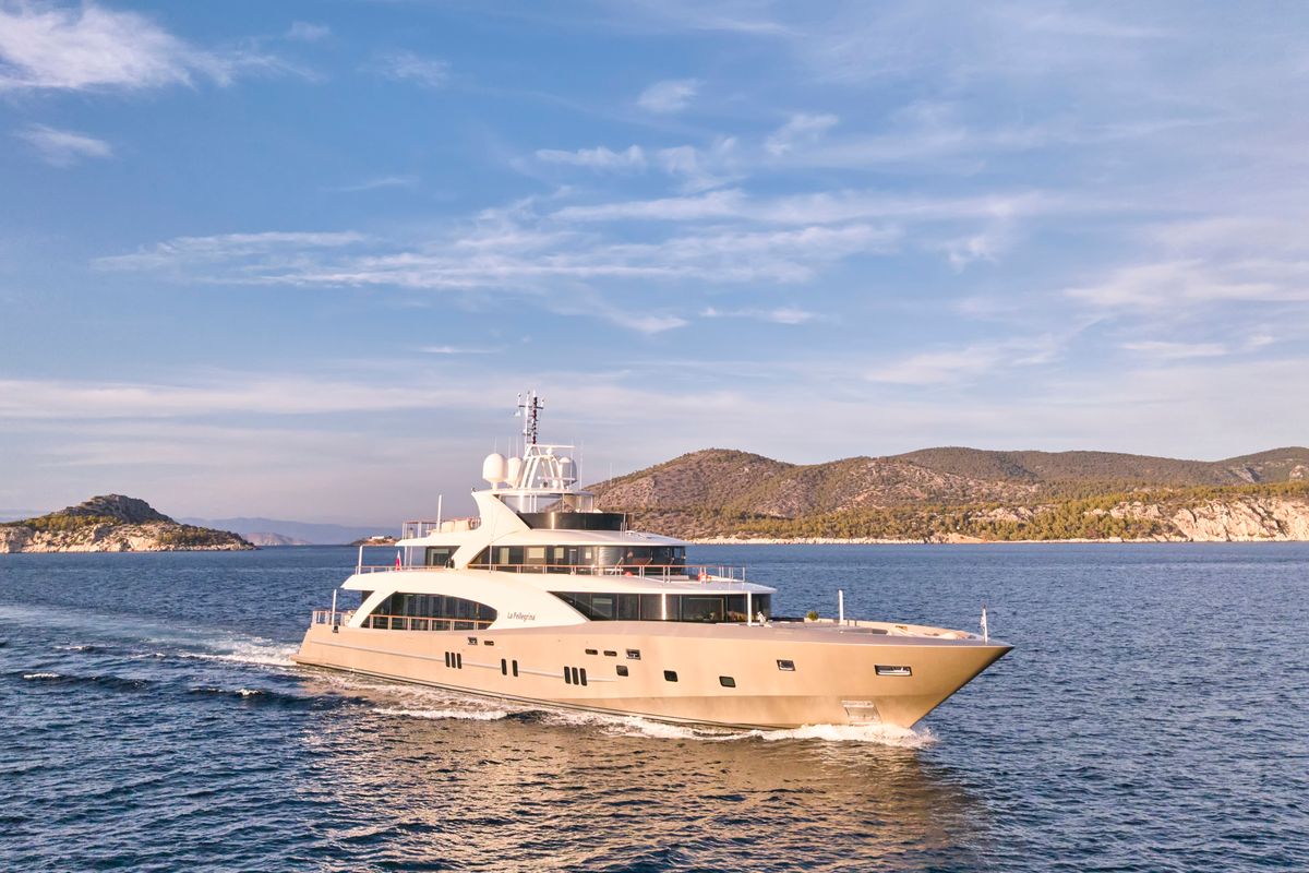 Exterior view of La Pellegrina 1, a Gulet Luxury Motor Yacht yacht at Athens, Greece