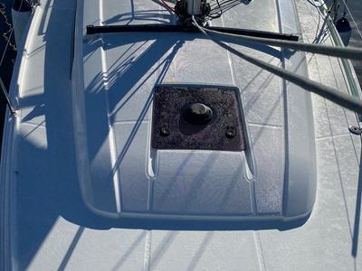 Deck of Angelica, a Beneteau Oceanis 34.1 sailboat at Olbia, Italy