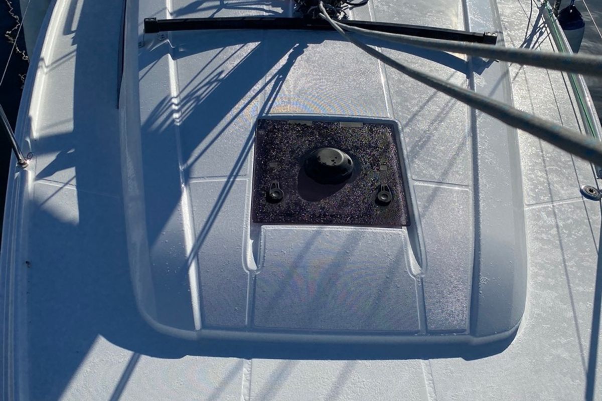 Deck of Angelica, a Beneteau Oceanis 34.1 sailboat at Olbia, Italy