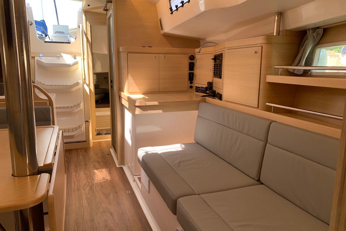 Salon of AKANNI II, a Delta 41 sailboat at Paraty, Brazil