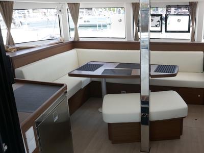 Salon of Coral Seas, a Lagoon 42 catamaran at Lavreotiki Municipal Unit, Greece
