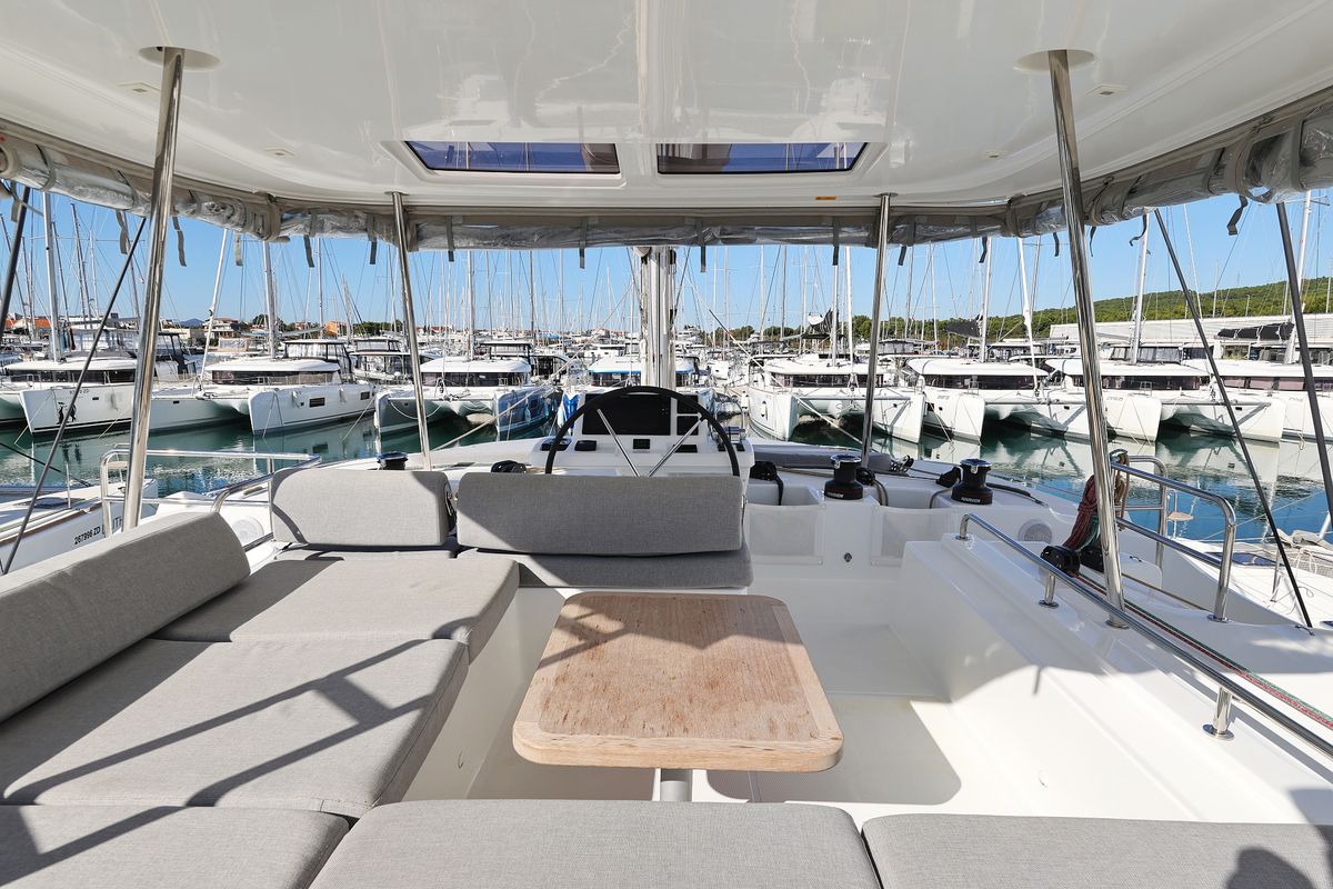 Cockpit of APOLON, a Lagoon 51 catamaran at Općina Sukošan, Croatia