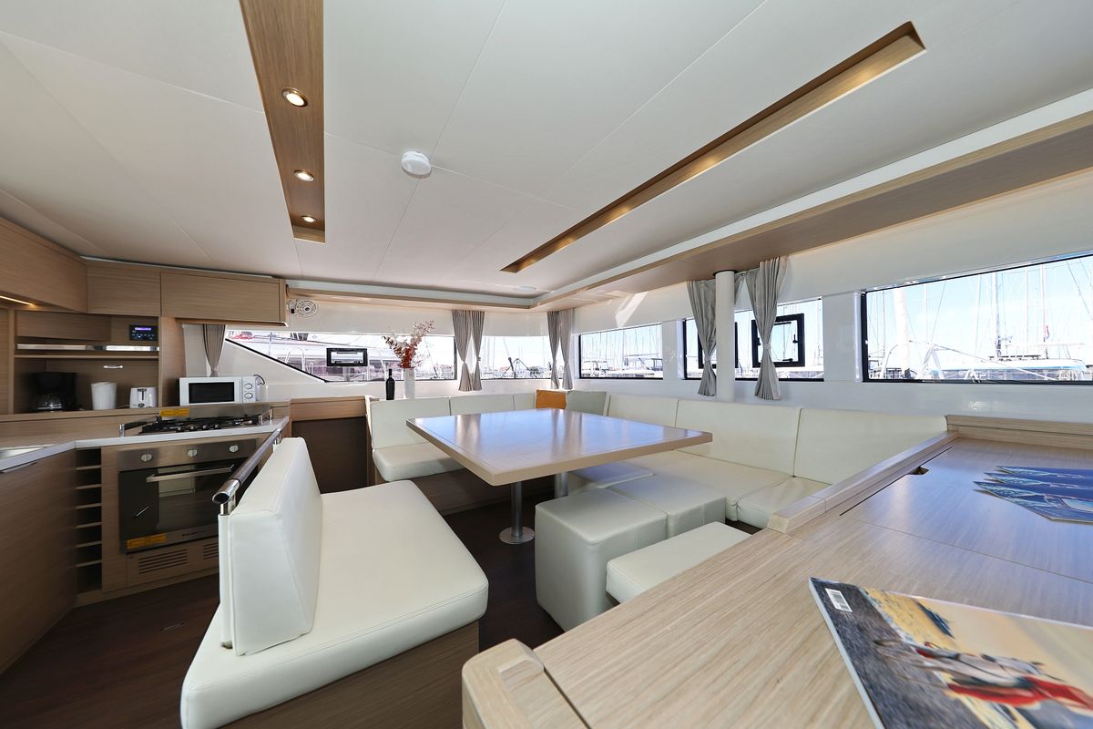 Salon of APOLON, a Lagoon 51 catamaran at Općina Sukošan, Croatia
