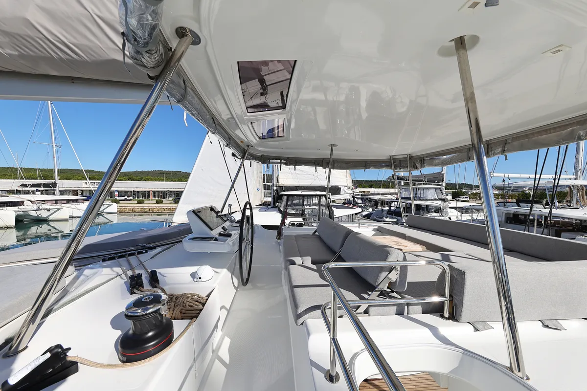 Cockpit of APOLON, a Lagoon 51 catamaran at Općina Sukošan, Croatia