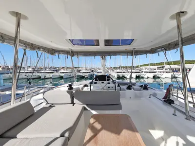 Cockpit of APOLON, a Lagoon 51 catamaran at Općina Sukošan, Croatia