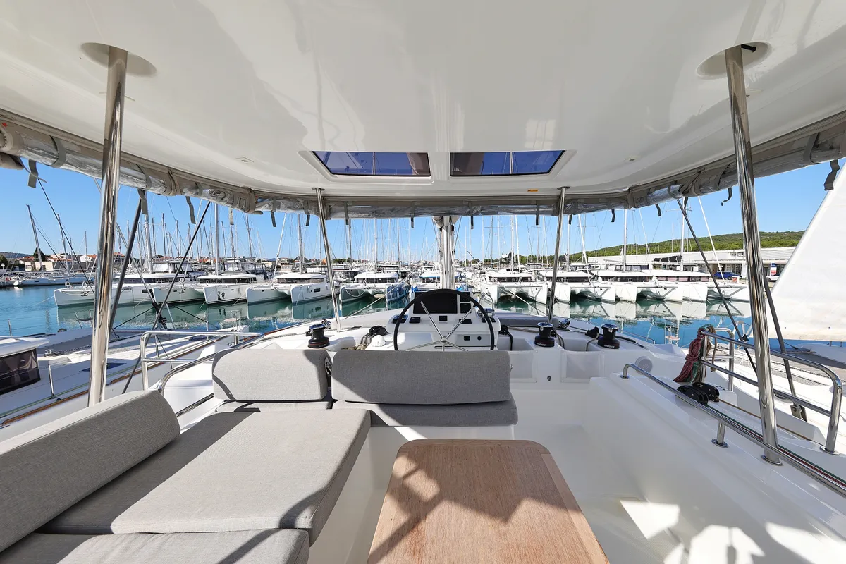 Cockpit of APOLON, a Lagoon 51 catamaran at Općina Sukošan, Croatia