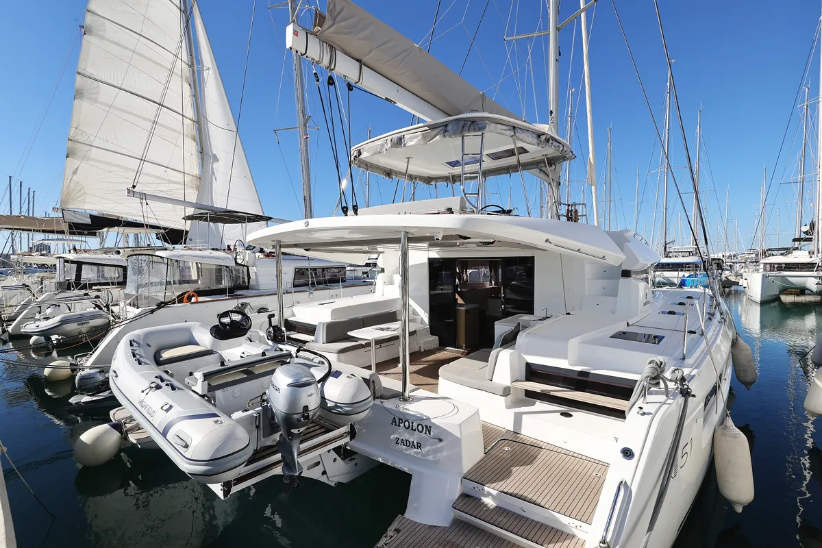 Exterior view of APOLON, a Lagoon 51 catamaran at Općina Sukošan, Croatia