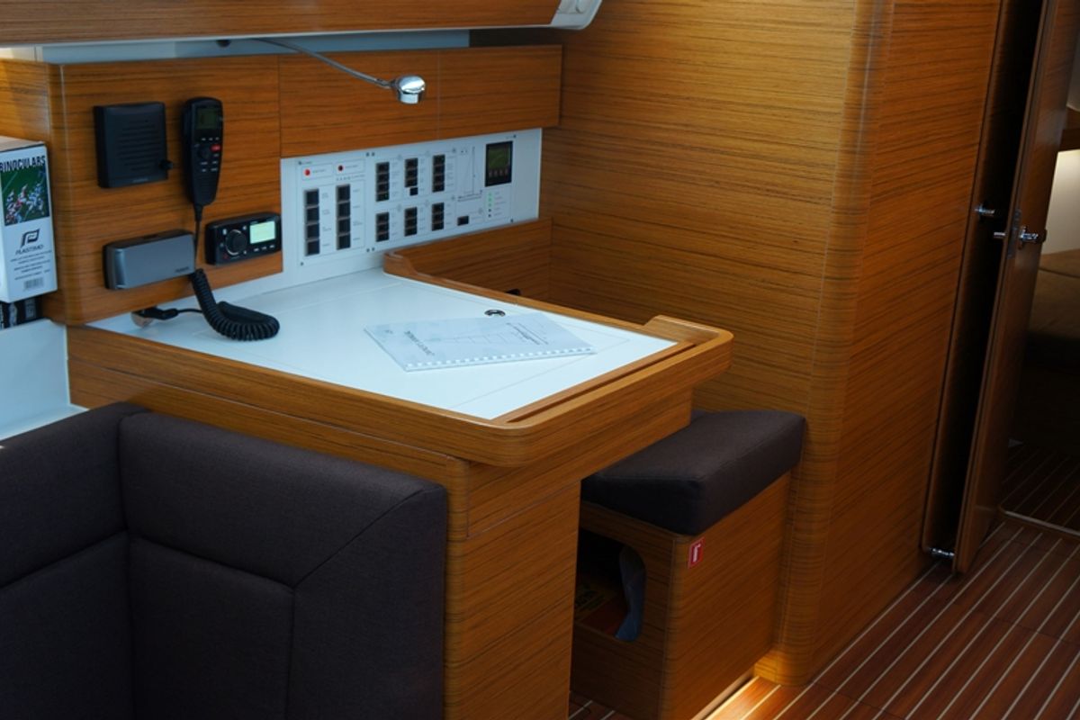 Salon of Alkistis, a Elan Impression 45 sailboat at Kontokali, Greece