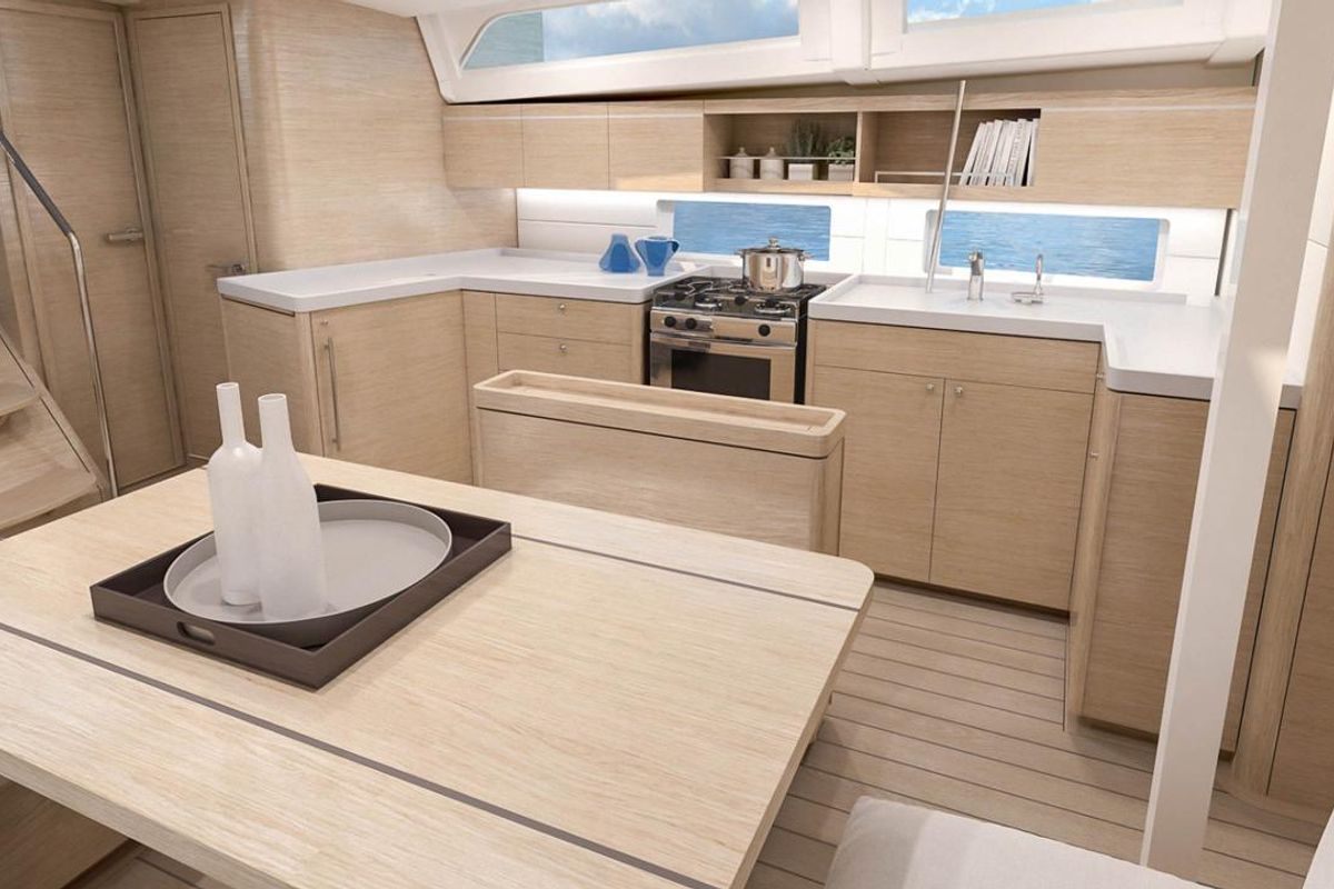 Galley of Moorings 46.4 Club, a Beneteau Oceanis 46.1 sailboat at Procida, Italy