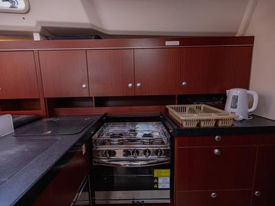 Galley of Diamond, a Hanse Yachts Hanse 455 sailboat at Seget Donji, Croatia