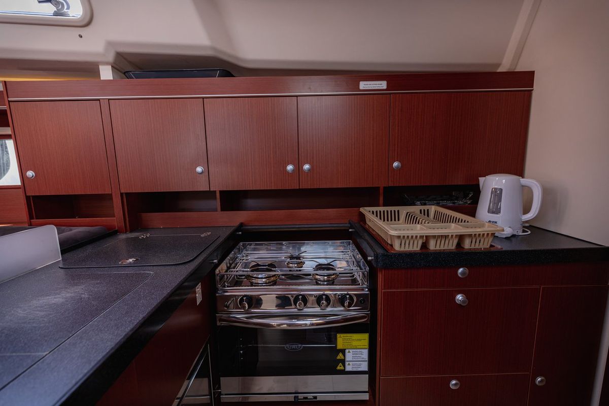 Galley of Diamond, a Hanse Yachts Hanse 455 sailboat at Seget Donji, Croatia