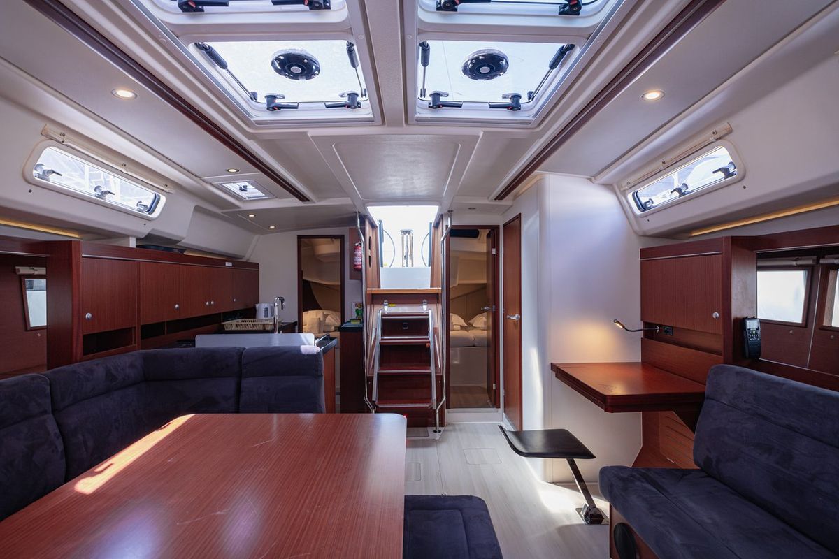 Salon of Diamond, a Hanse Yachts Hanse 455 sailboat at Seget Donji, Croatia