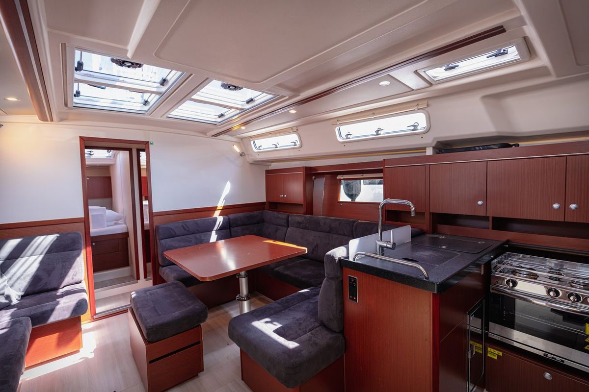 Salon of Diamond, a Hanse Yachts Hanse 455 sailboat at Seget Donji, Croatia