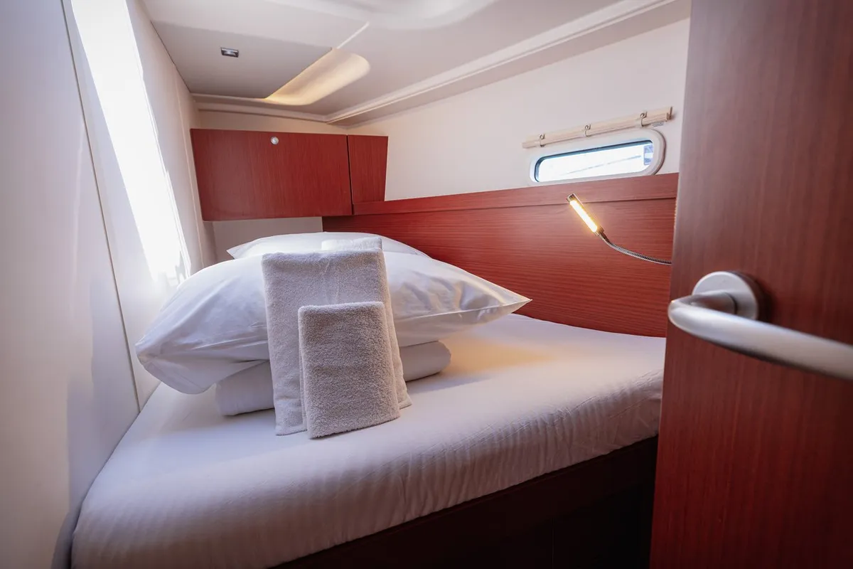 Cabin on Diamond, a Hanse Yachts Hanse 455 sailboat at Seget Donji, Croatia
