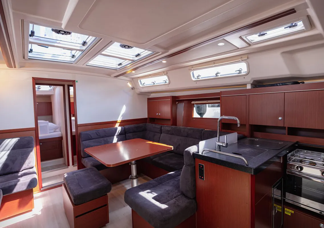 Salon of Diamond, a Hanse Yachts Hanse 455 sailboat at Seget Donji, Croatia
