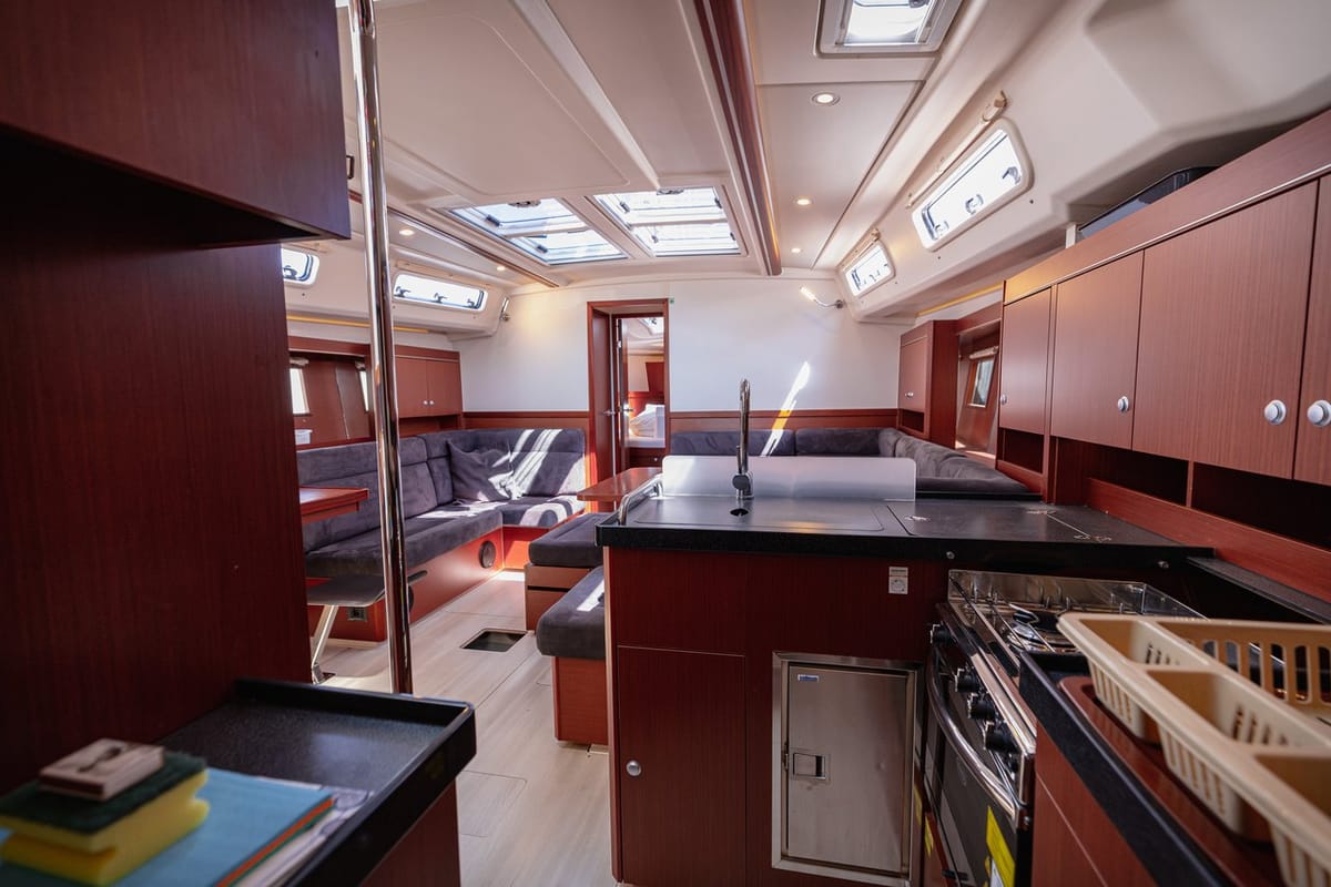 Salon of Diamond, a Hanse Yachts Hanse 455 sailboat at Seget Donji, Croatia