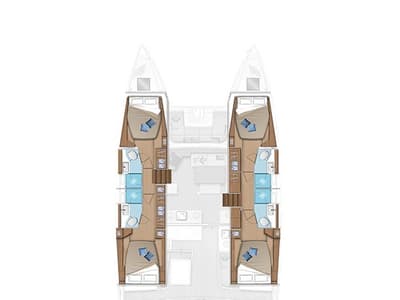 Floor plan of My Elli, a Lagoon 46 catamaran at Sant Antoni de Portmany, Spain