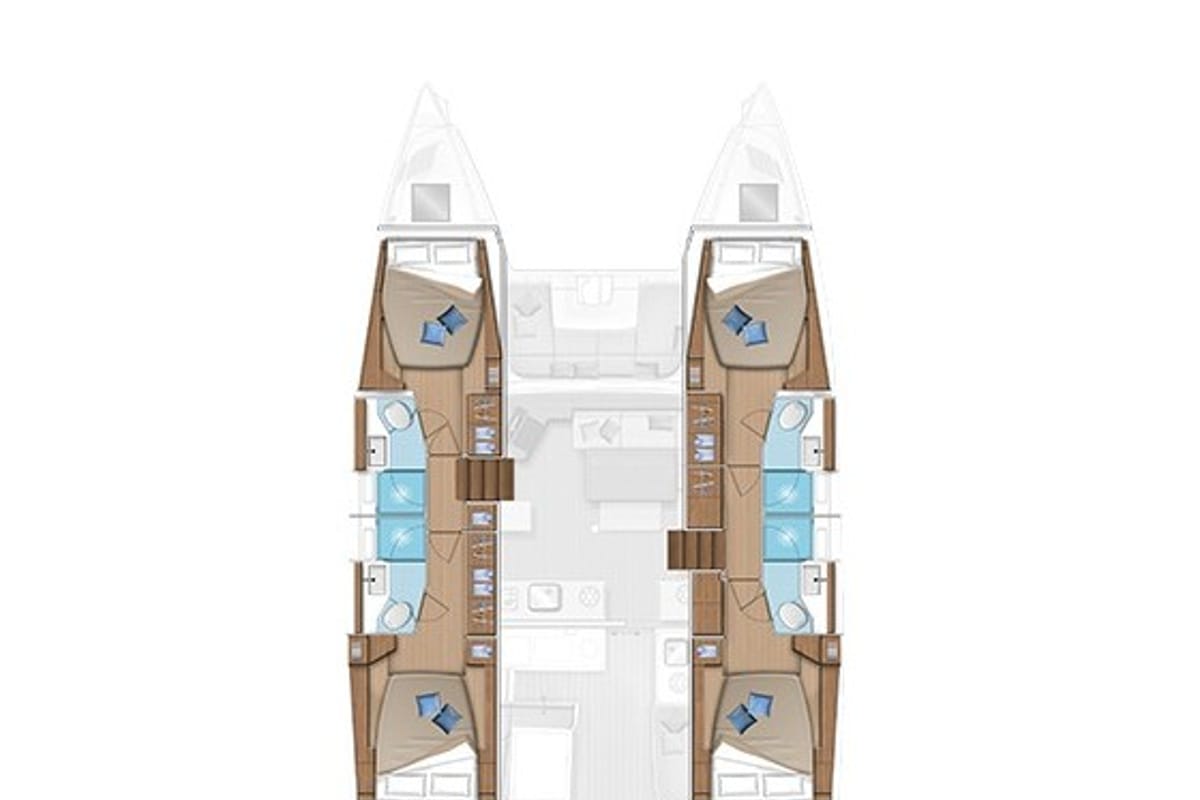 Floor plan of My Elli, a Lagoon 46 catamaran at Sant Antoni de Portmany, Spain