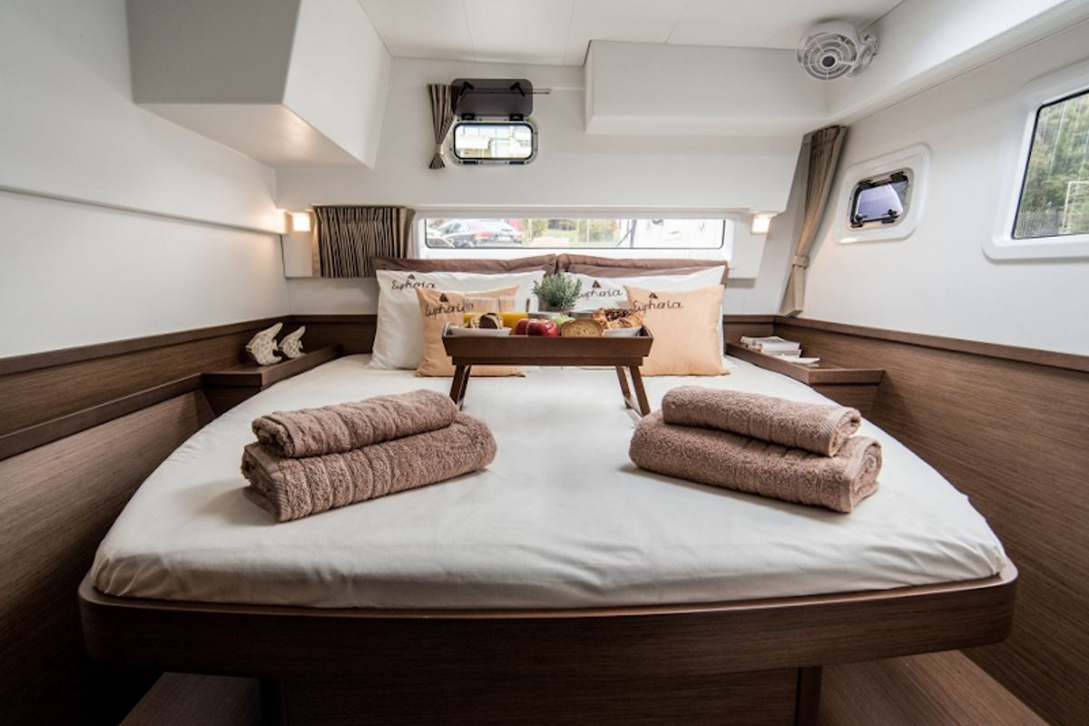 Cabin on Euphoria, a Lagoon 42 catamaran at Municipal Unit of Lefkada, Greece