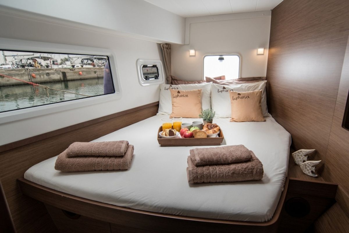 Cabin on Euphoria, a Lagoon 42 catamaran at Municipal Unit of Lefkada, Greece