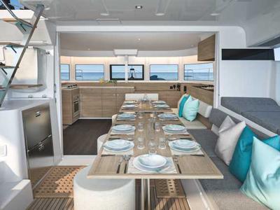 Salon of Premium, a Lagoon 43 catamaran at Trapani, Italy